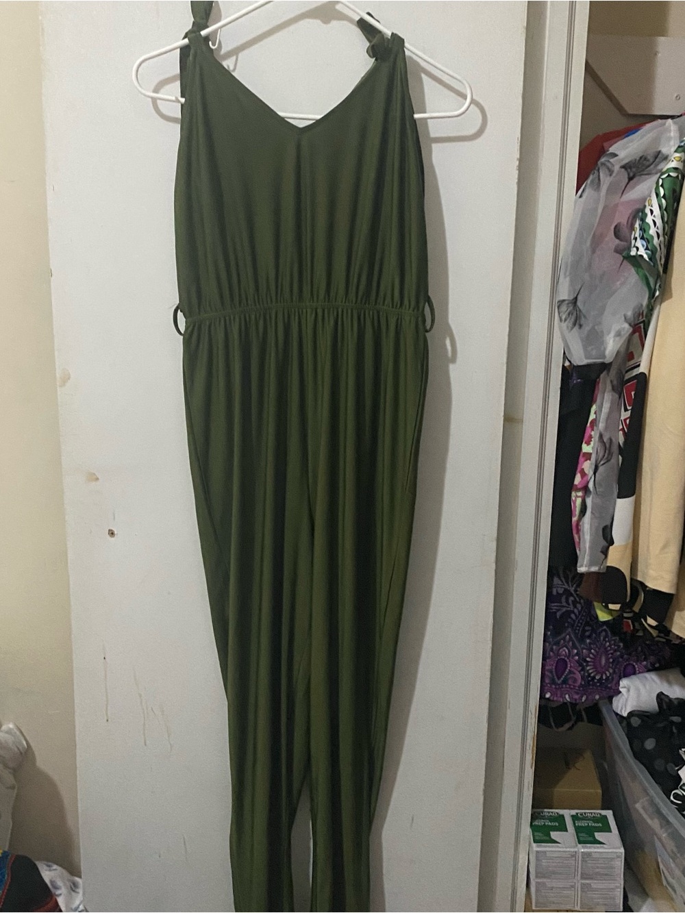 Olive Green Women's Jumpsuit - Classic Sleeveless Design